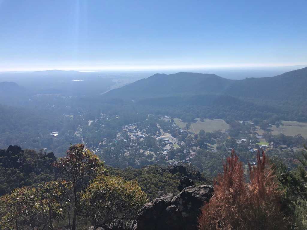 Looking down at Halls Gap township