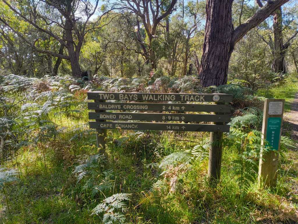 Two Bays Walking Track signpost