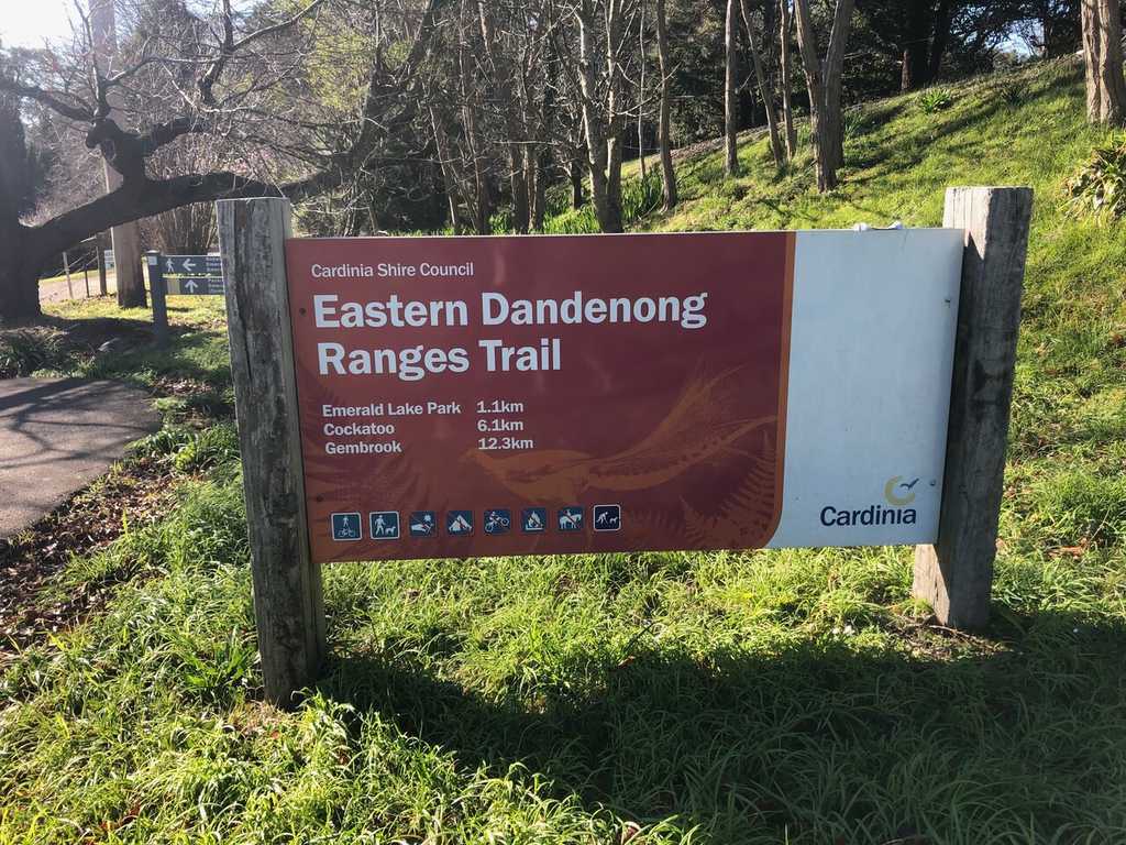 Eastern Dandenong Ranges Trail sign with distances